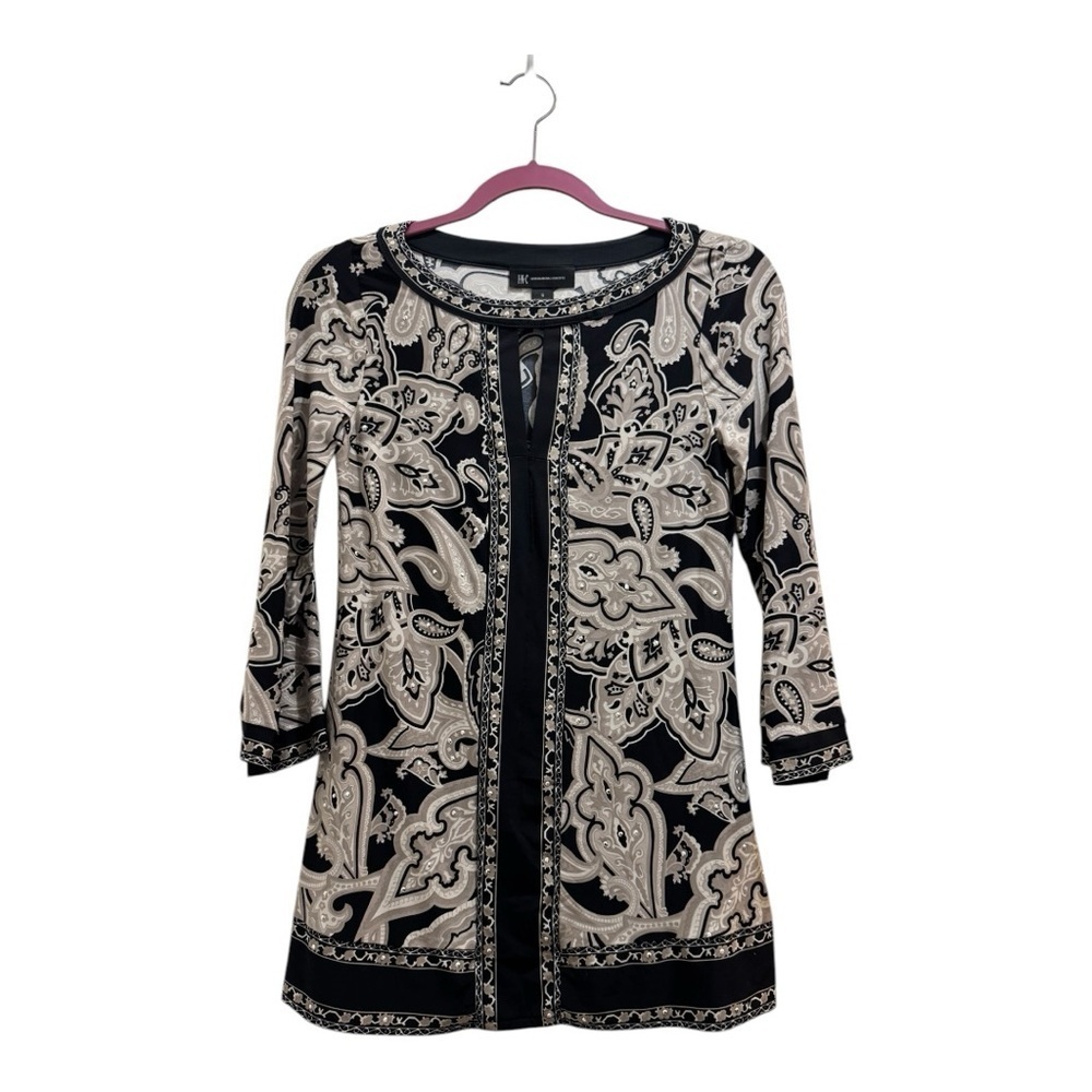 INC International Concepts Embellished Split Neck Top